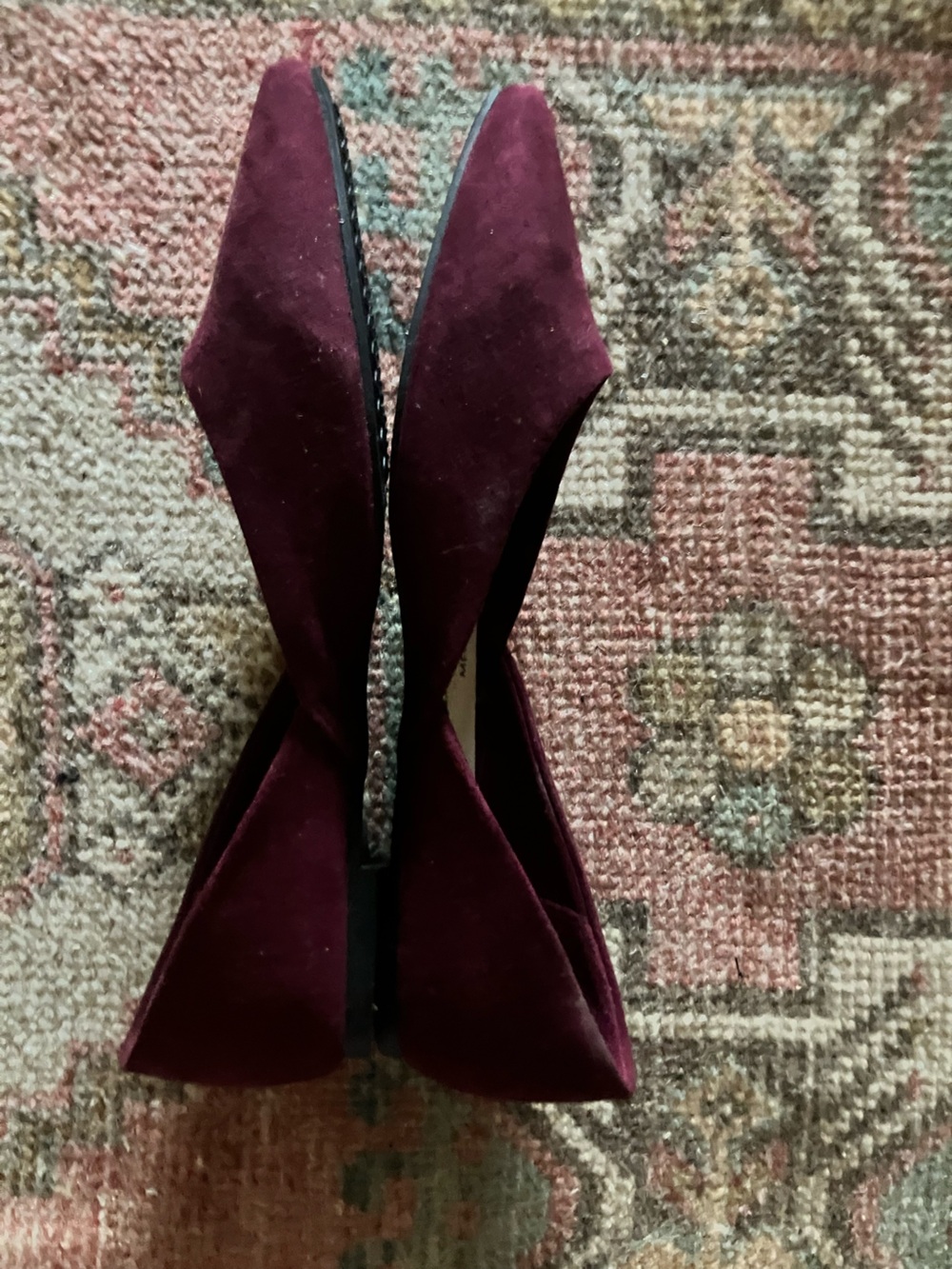 Time and Tru Women's Wine Pointed Suede Flats